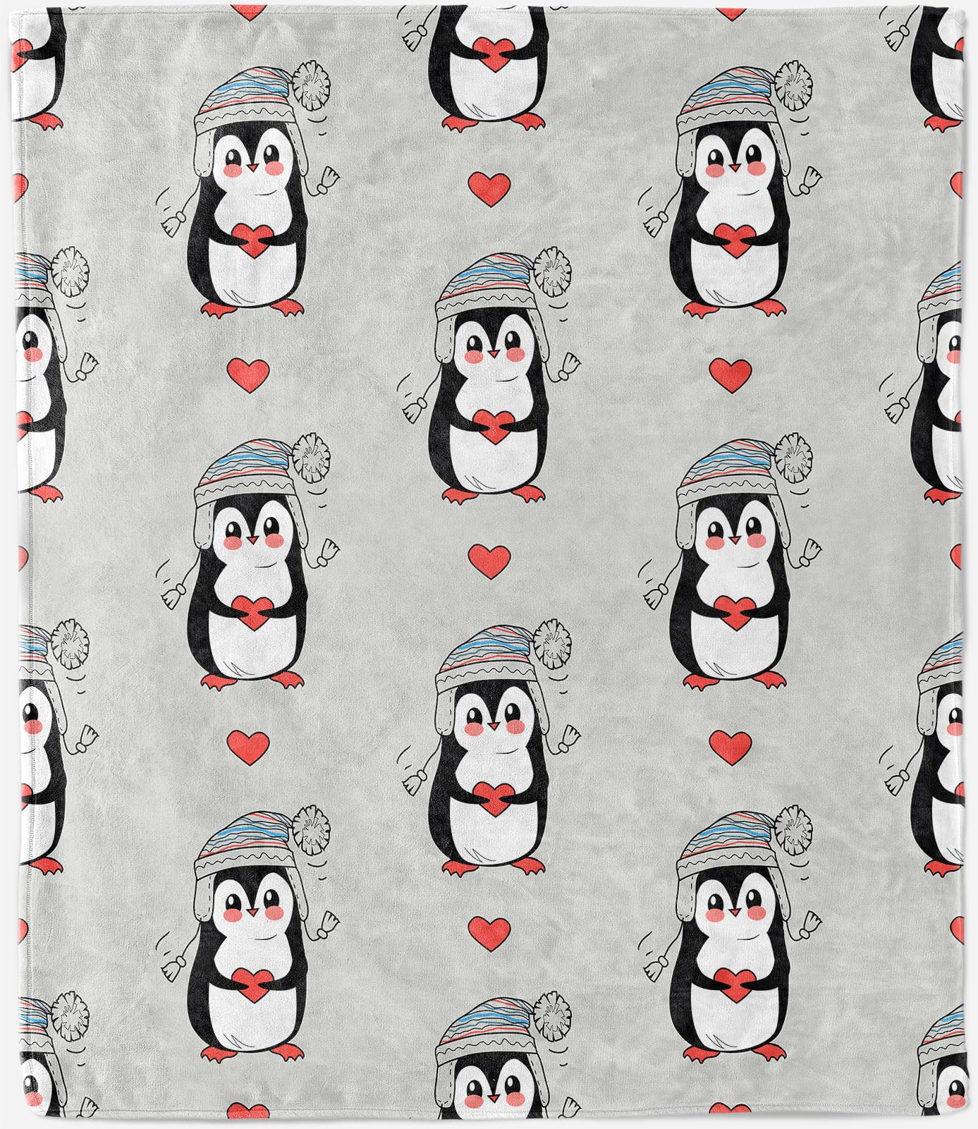 ANHOPE Penguin Blanket Soft Lightweight Flannel Fleece Throw Blanket for Couch Sofa Bed Funny Cartoon Penguins Print Pattern All Season Decorative Throw for Kids Baby Toddler 100 x 130 cm — image 1