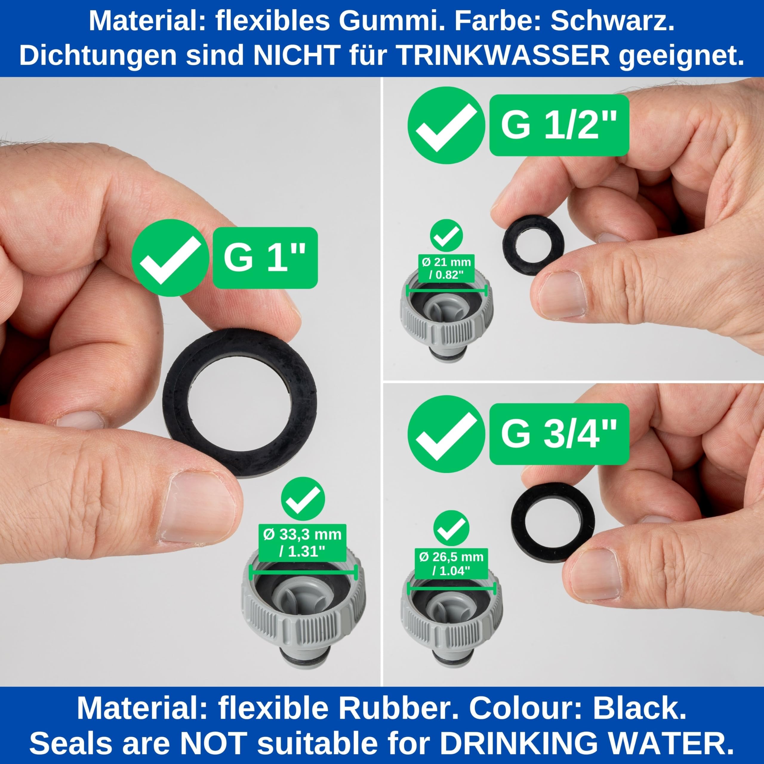Replacement gaskets complete set, 125 pieces, for G 1/2", 3/4", 1" systems, compatible with Gardena 21, 26.5 - Image 4