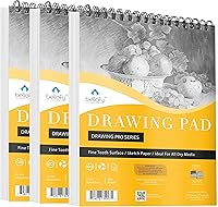 Bellofy 3-Pack 9x12 Spiral Sketch Pads | 300 Sheets 85GSM Acid-Free Paper for Pencils, Charcoal | Kids, Beginners & Pro Artists