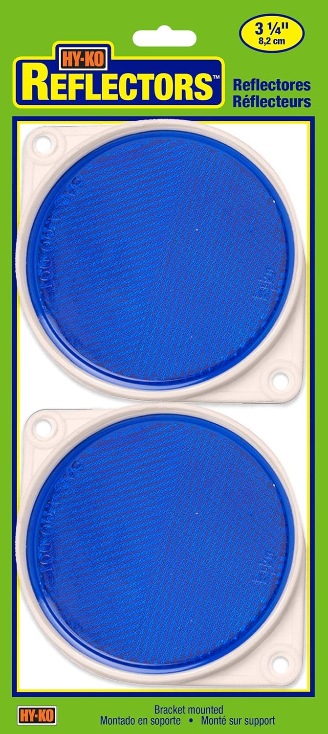 HY-KO Products CDRF-3B BRACKETED Nail-ON Reflector 2 PK, 3.25 in, Blue