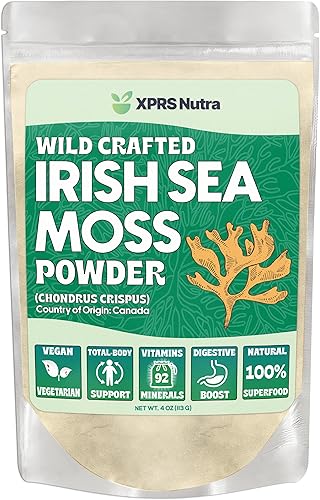 XPRS Nutra Polvo de musgo marino irlandés (Chondracanthus Chamissoi) Polvo de costura natural premium para piel brillante Polvo de bebida de musgo