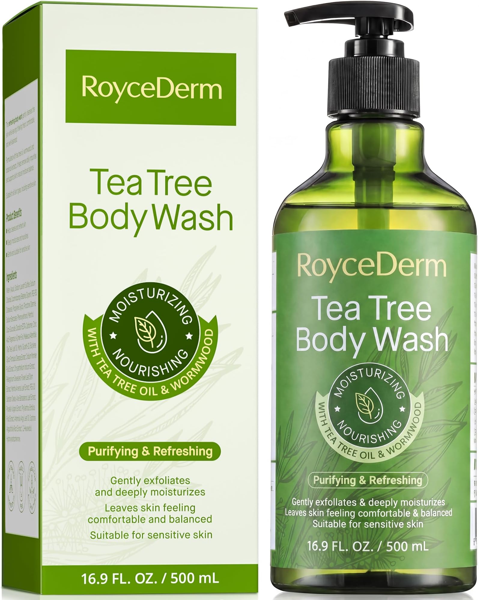 Roycederm Antifungal Body Wash & Soap, Antibacterial, Tinea Versicolor, Tea Tree Body Wash, Back Acne, Folliculitis, For Jock Itch, Athletes Foot, Body Odor, Ringworm