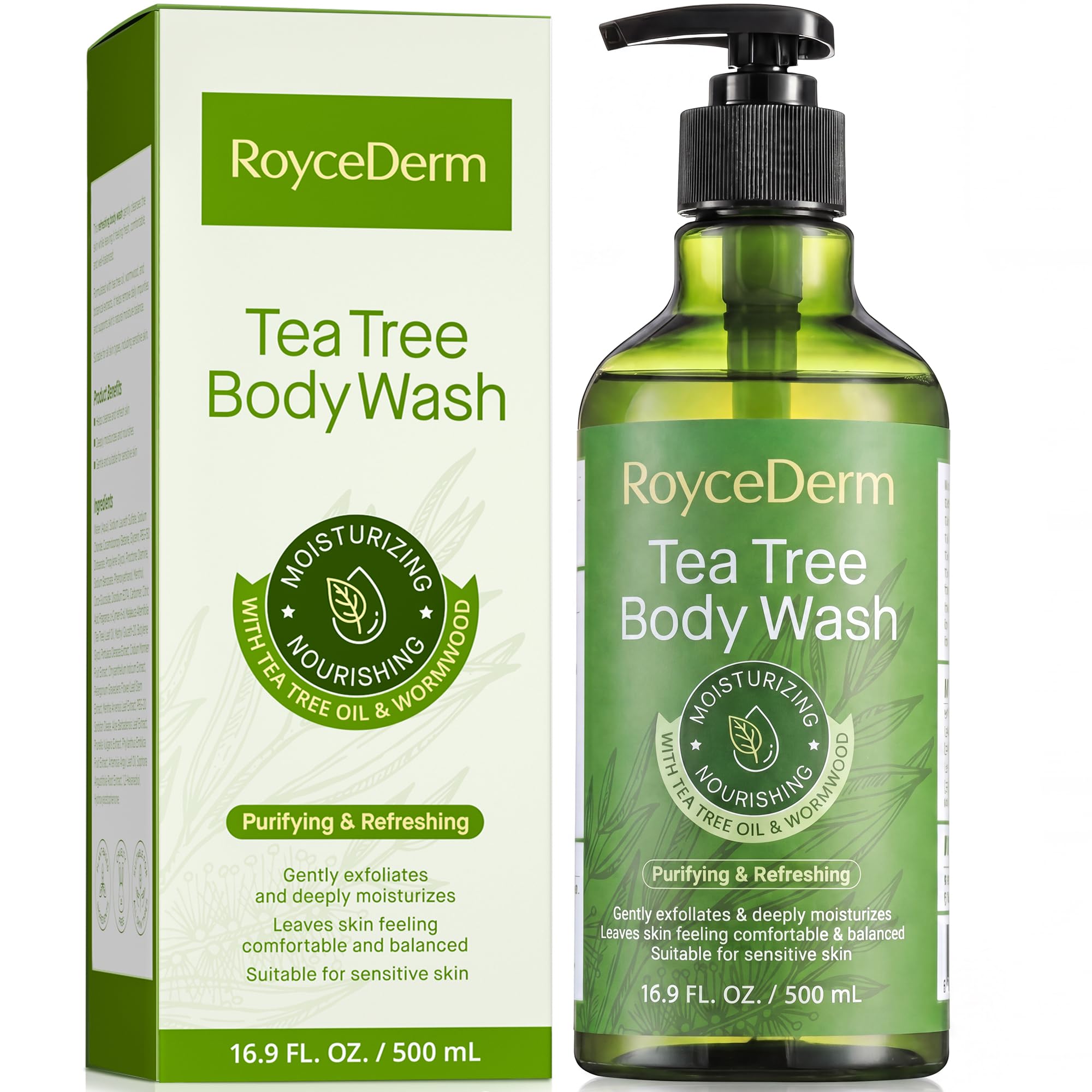 RoyceDerm Tea Tree Antifungal Body Wash & Soap for Daily Cleansing – Refreshing & Nourishing Shower Gel for Men & Women – Gentle Lather for a Clean, Fresh Feel (16.9 fl oz)