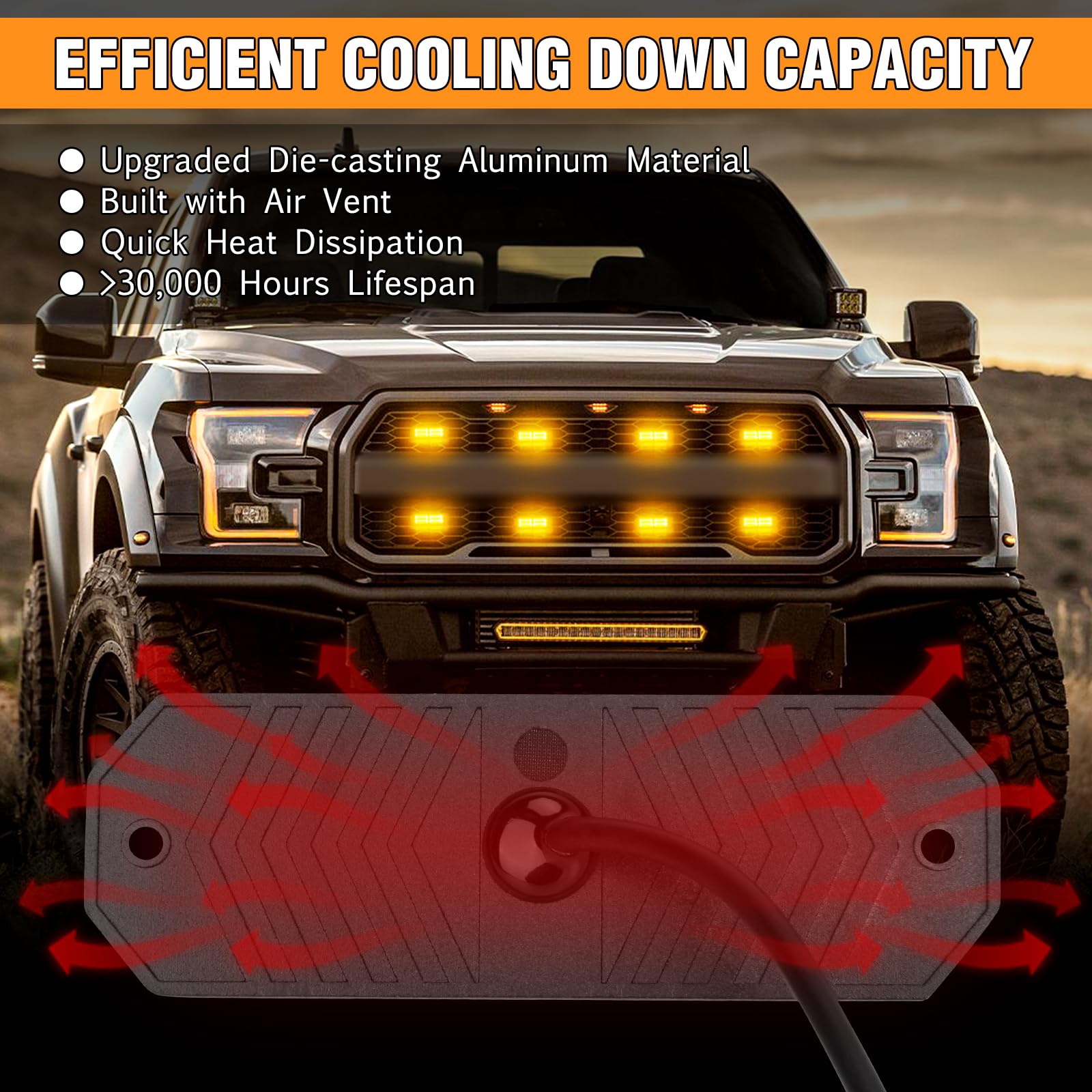 Luces estroboscópicas LED ámbar con interruptor de 9 teclas, luz LED intermitente de 24 V 12 V para vehículos, luces estroboscópicas de emergencia de advertencia de coche, barras de luz ámbar
