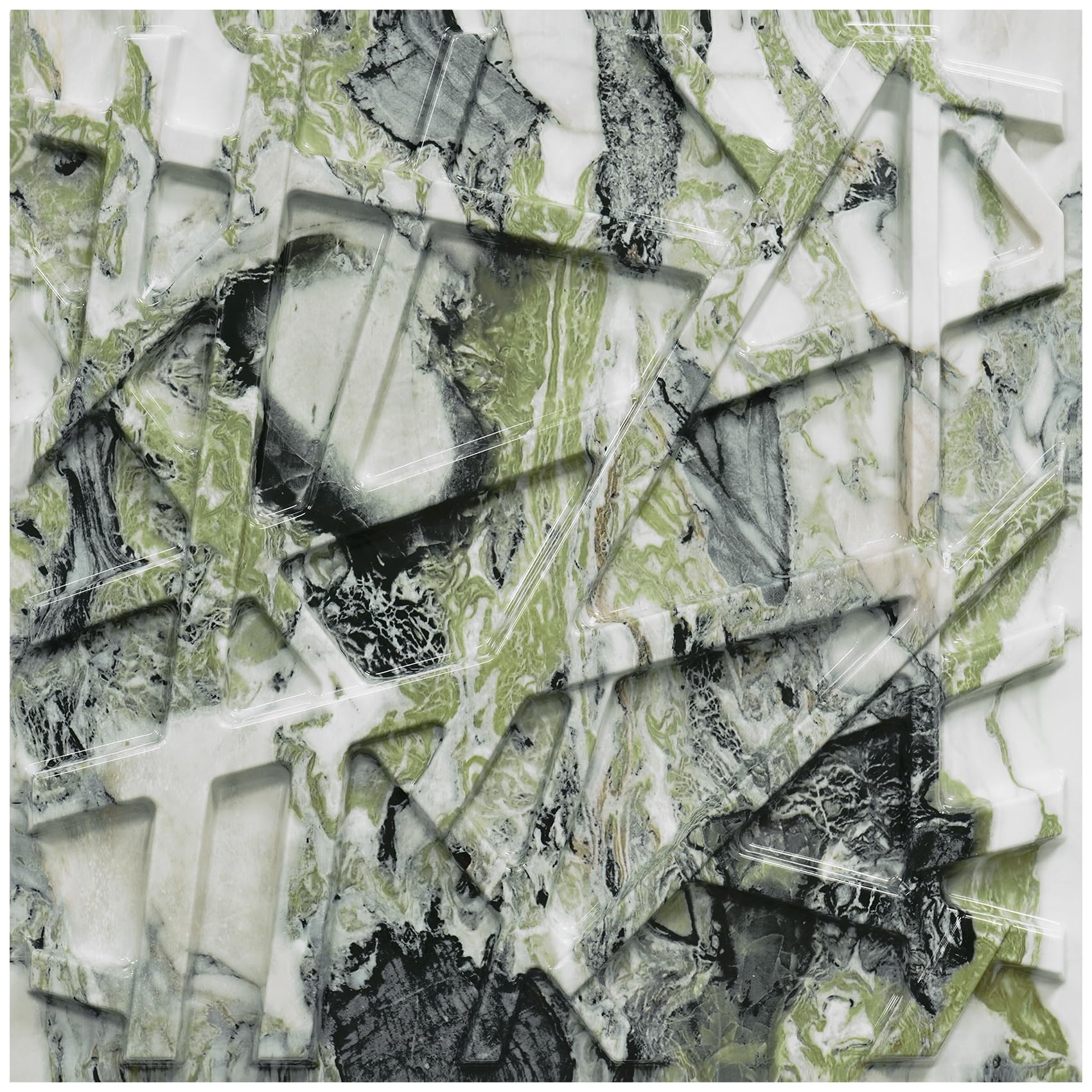 LEVOWAY 33 Pack 3D Wall Panels for Interior Wall Decor, 12''x12'' Ice Green Marble Effect Accent Textured Wall Panels, Wall Covering Panles for Living