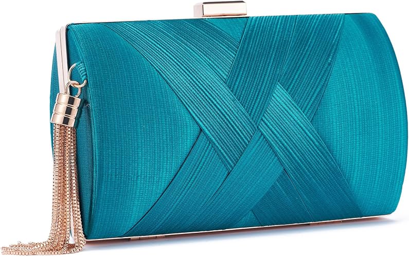 Pochette De Soirée Femme QIUTIMIY - Sac à Main Avec Gland Et Chaîne - Style Rétro