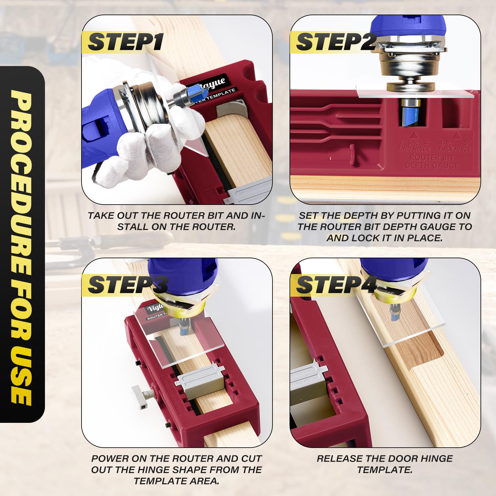 Door Hinge Jig, Door Hinge Router Template, 3‑5in Length 1/4‑5/8in Radius Clamping Door Hinge Installation Kit Door Hinge Mortiser For Woodworking - View #12