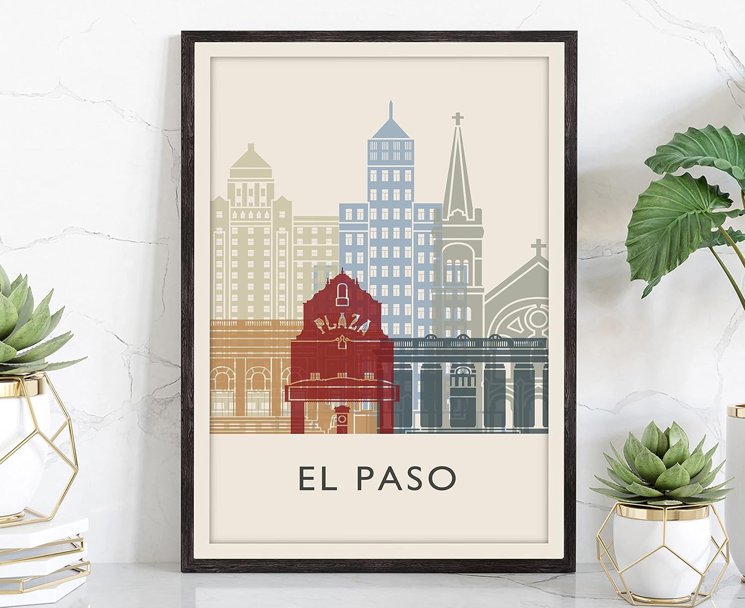 El Paso Skyline Poster - Cityscape and Landmark Print, Home Wall Art, Office Wall Decor - 16x20