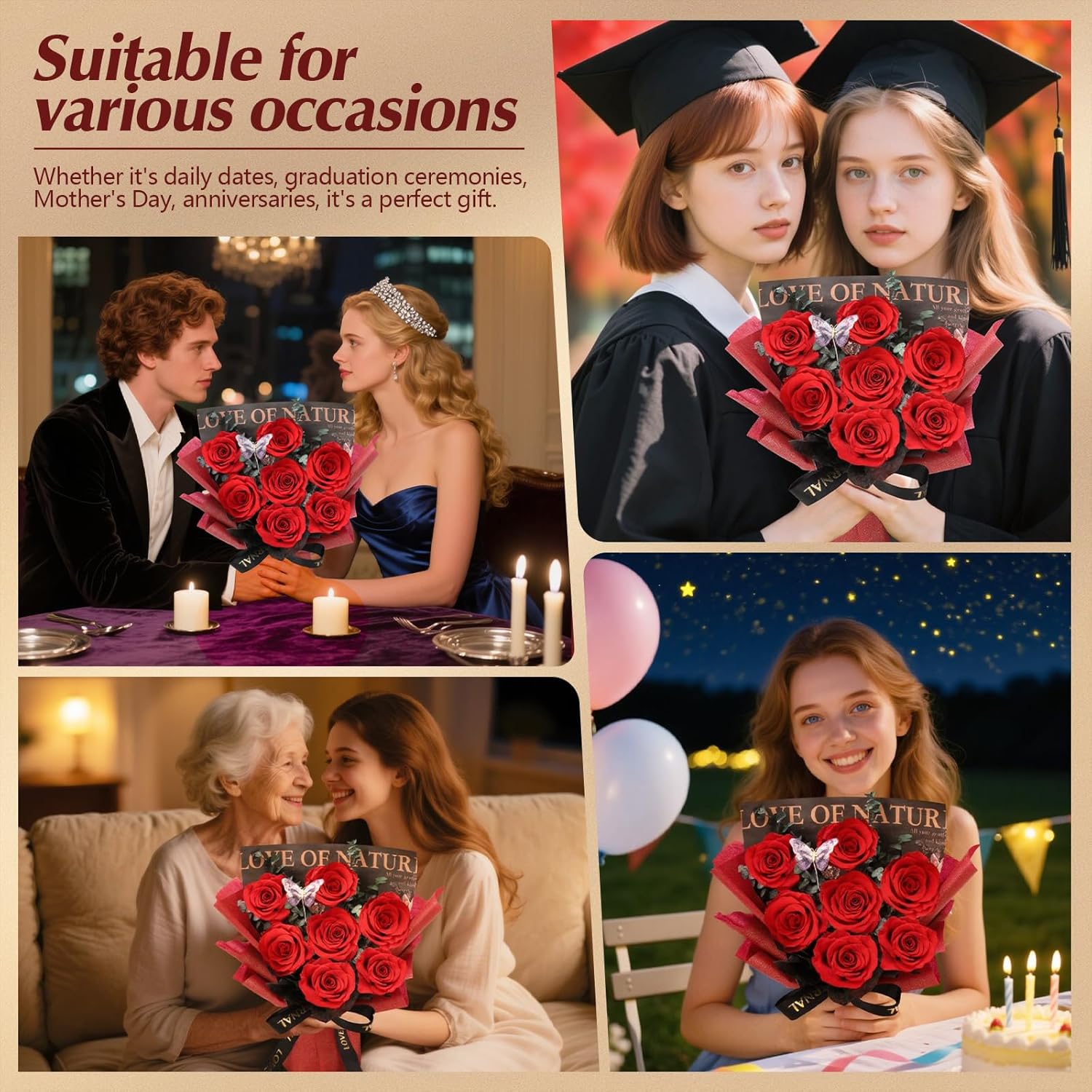 Casaido Preserved Flowers for Delivery, 7 Red Roses Bouquet, Birthday Gifts for Women, Valentines Day Rose Gifts for Mom Wife Girlfriend, Forever Real Flowers for Christmas Anniversary - Image 5