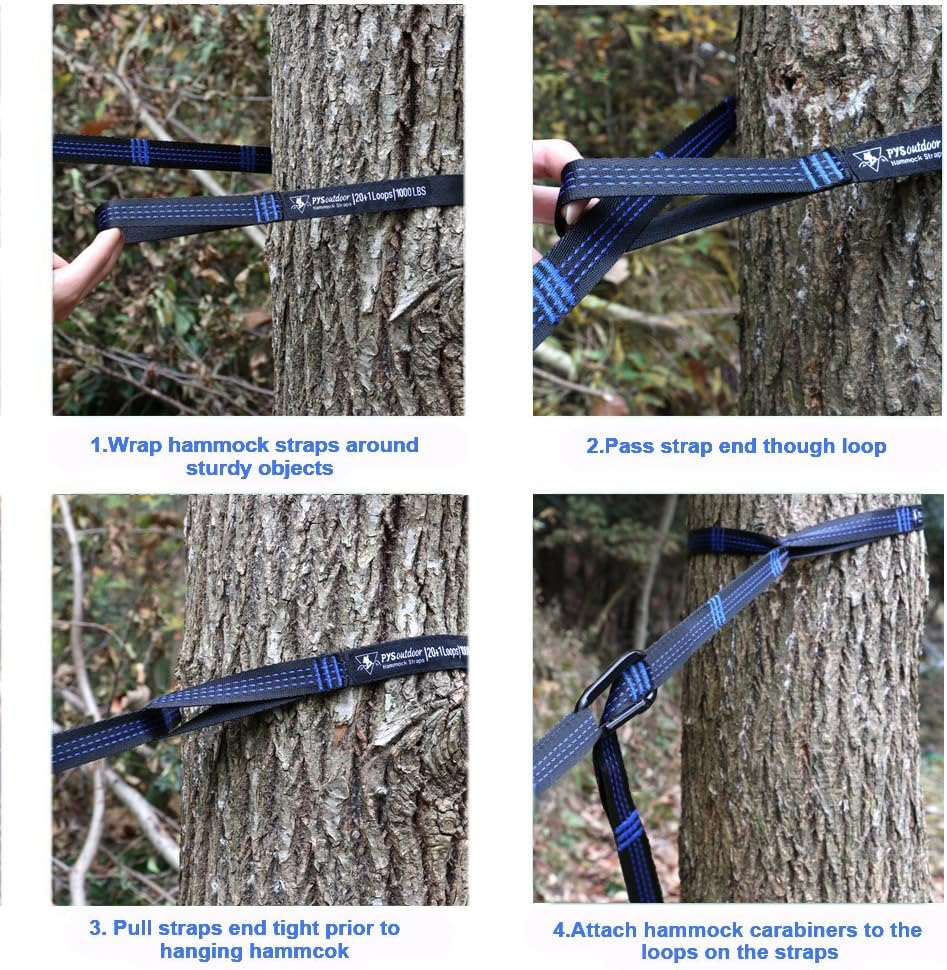 XL Hammock Tree Straps, 40 Loops&20ft Long Combined, 2000 LBS Heavy Duty, Lightweight, Easy Setup, Fits All Hammocks (Blue, 20+1) : Patio, Lawn & Garden