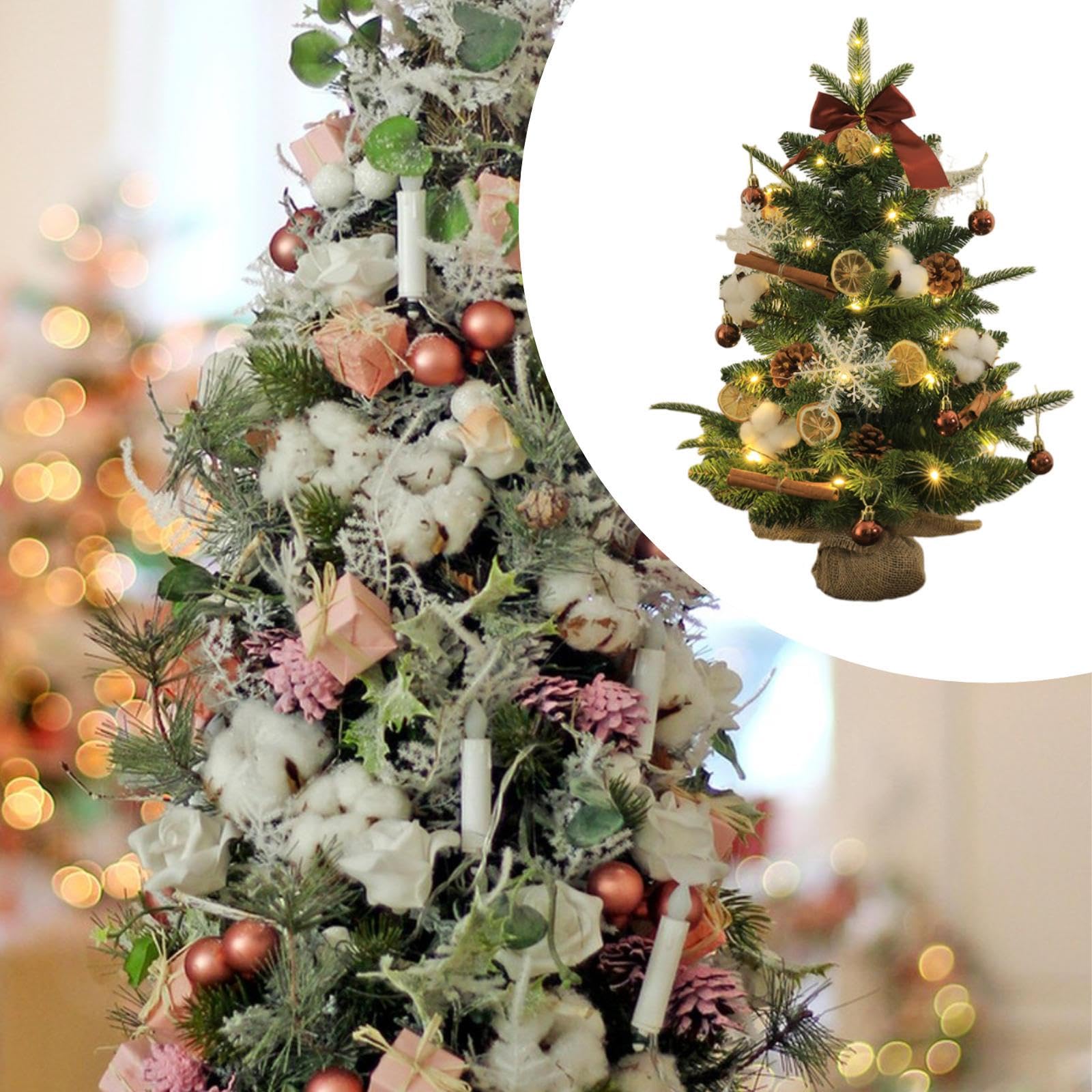 Harilla Albero di Natale Da Tavolo con Luci, Piccolo Albero Decorativo Artificiale, Pianta Artificiale per Ufficio O, 60 cm