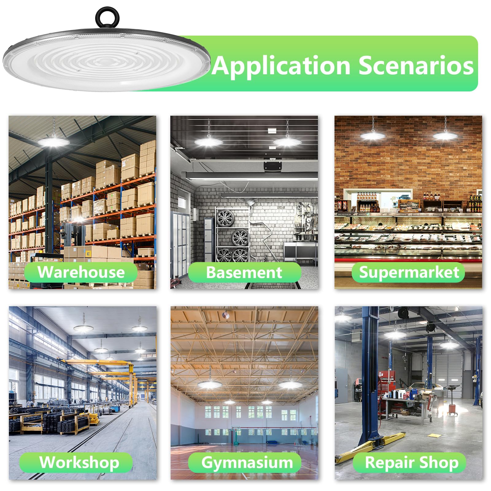 UFO LED High Bay Light 500W 50000LM LED Shop Light Without Plug 6000-6500K Daylight Bay Lighting IP65 Waterproof — view 3