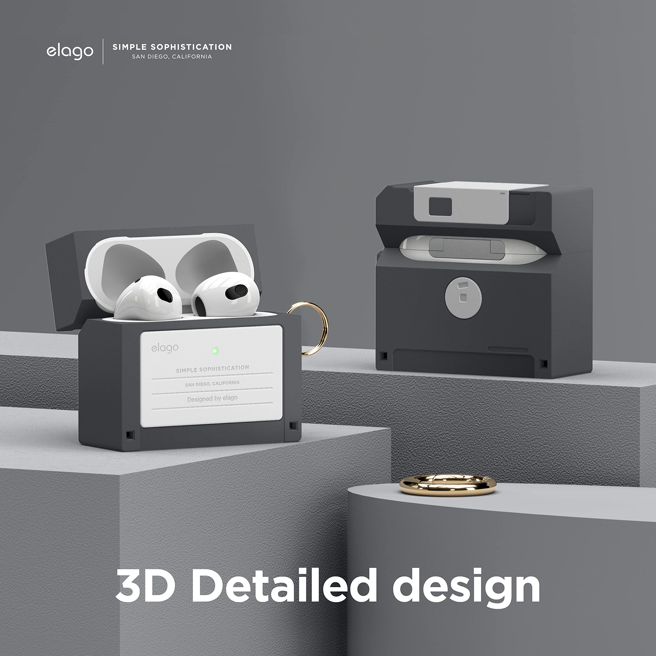 Custodia Per AirPods 4 Stile Cassetta - Ricarica Wireless, Con Moschettone