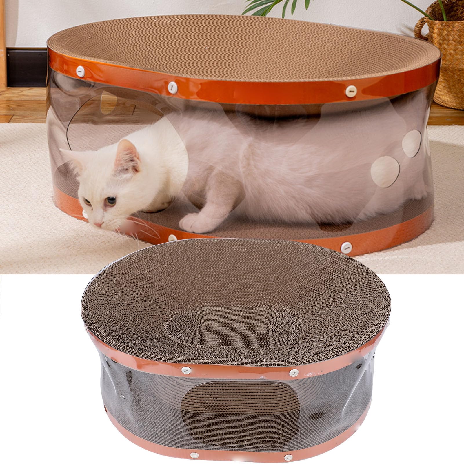 Naroote Tiragraffi per Gatti, Giocattolo Tiragraffi in Cartone Ondulato, Letto a Tunnel 2 in 1 con Cuscino Rimovibile, Ideale per Gatti da Interni