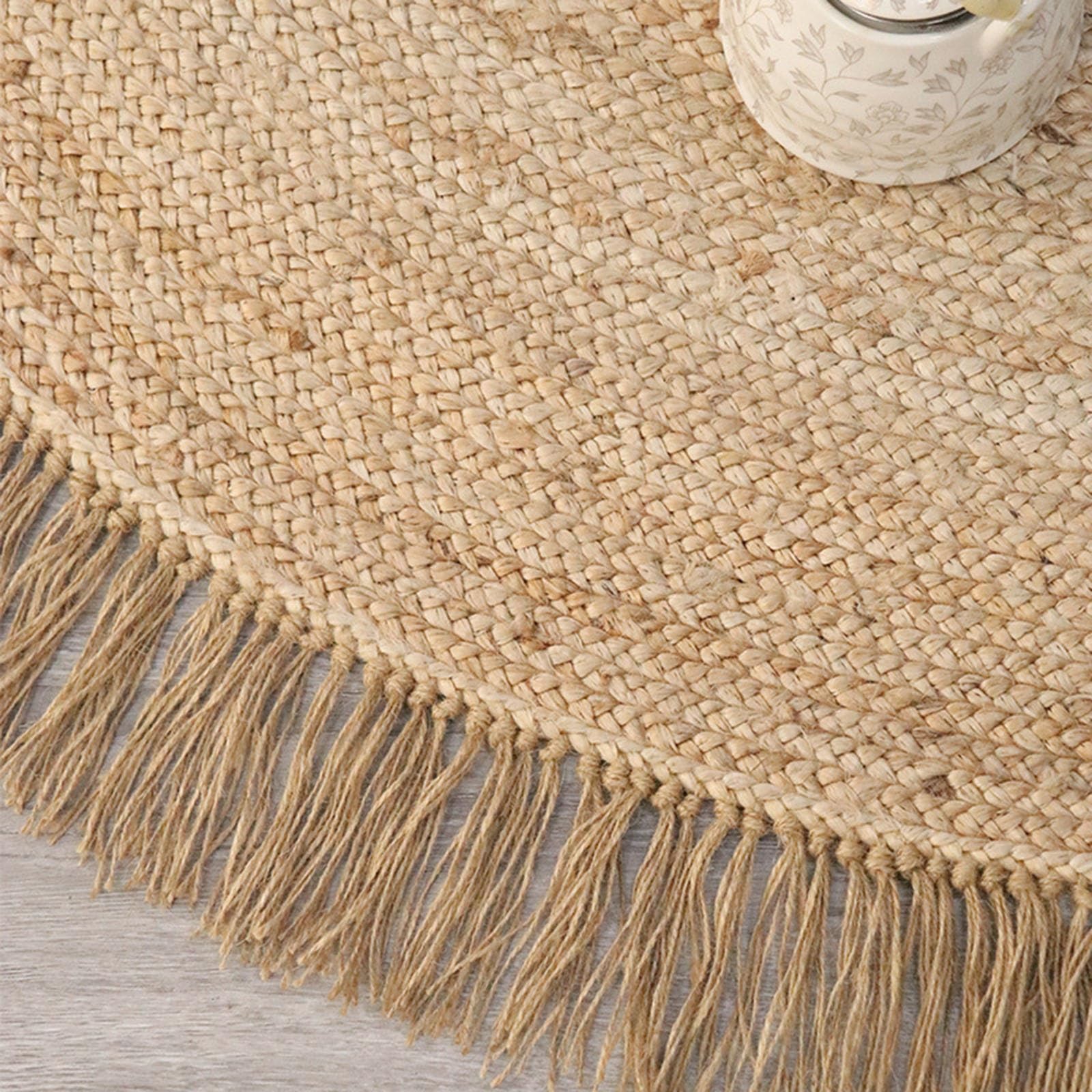 Handgewebter Jute-Baumwoll-Teppich – 1,5x2,4 M, Naturfarben, Rustikal – Für Wohnzimmer, Schlafzimmer
