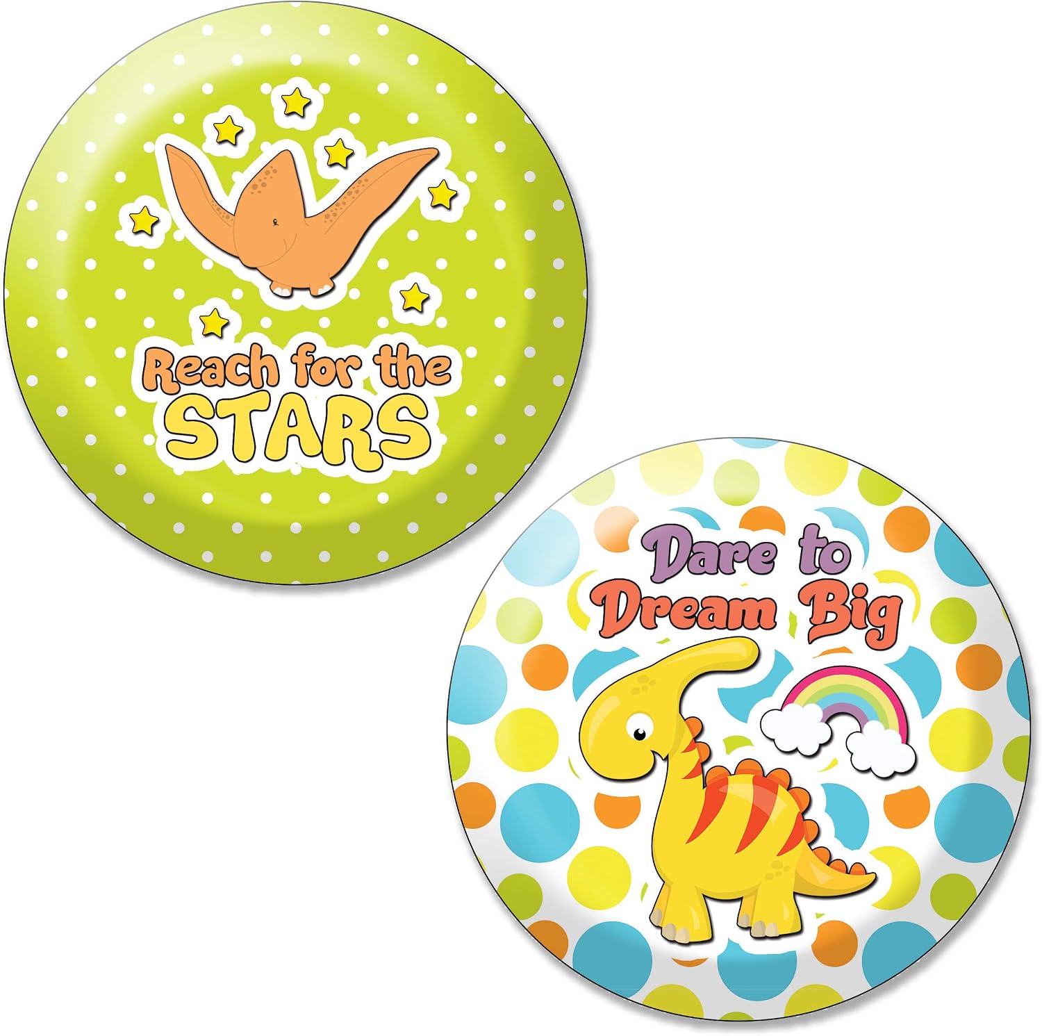 Creanoso Party Favors - Dinosaur Wearable DIY Custom Design Art Button Badges (10-Pack) - Large 2.25" Classroom Reward Incentives for Students and Children - Party Favors & Giveaways