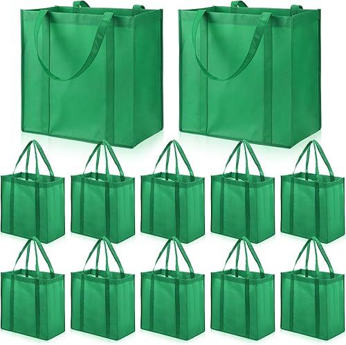 20 bolsas de comestibles reutilizables con asas reforzadas, bolsas de compras grandes y resistentes, bolsas de Navidad