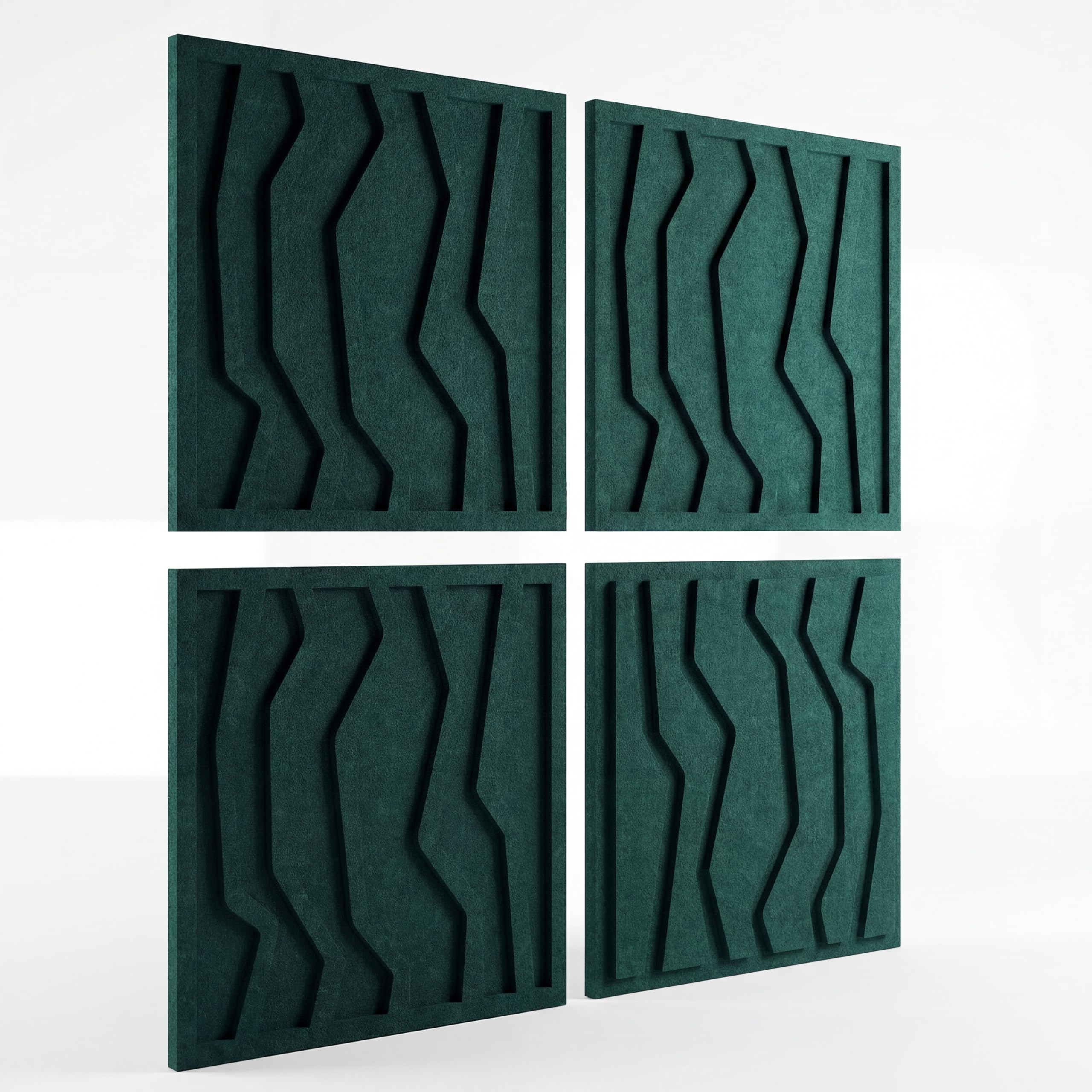 Pannelli acustici in feltro PET, set da 4 (totale 2 pezzi: 80 x 80), fonoassorbenti e decorativi, facile da parete con sistema a cunei (set da 4 pezzi, 40 x 40 cm, verde smeraldo)