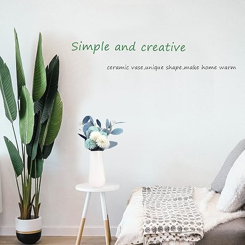 Miniatura 3 de Jarrón de cerámica blanco mate de 8 pulgadas para flores, jarrones de granja para flores, decoración moderna y bohemia para habitación, jarrones de