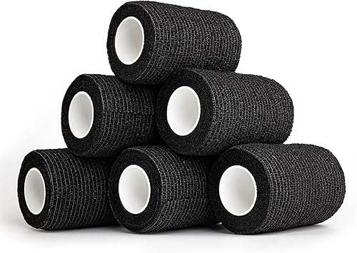 Envoltura de vendaje autoadhesiva 6 rollos de cinta médica de 3 x 5 yardas, cinta veterinaria, cinta atlética, vendaje elástico cohesivo para