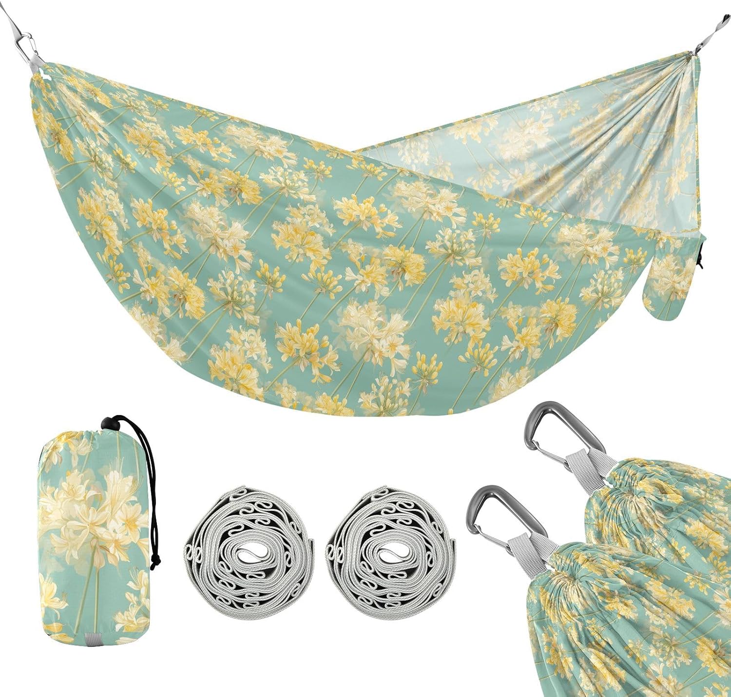 Light Yellow Flowers Hammocks for Camping Swing Hammock for Camping Travel Accessories