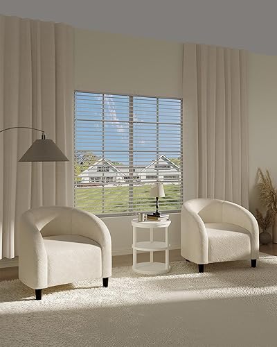 Miniatura 7 de GarveeHome Silla decorativa para sala de estar, sillas de barril Boucle, sillones redondos para dormitorio, sala de espera, oficina, sillas de