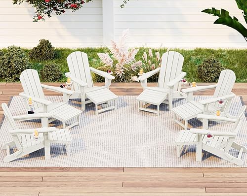 Miniatura 41 de KINGYES Silla Adirondack Plegable Ajustable con Reposapiés y Organizador de Reposabrazos Multifuncional 4 en 1, Silla Reclinable Adirondack Plegable