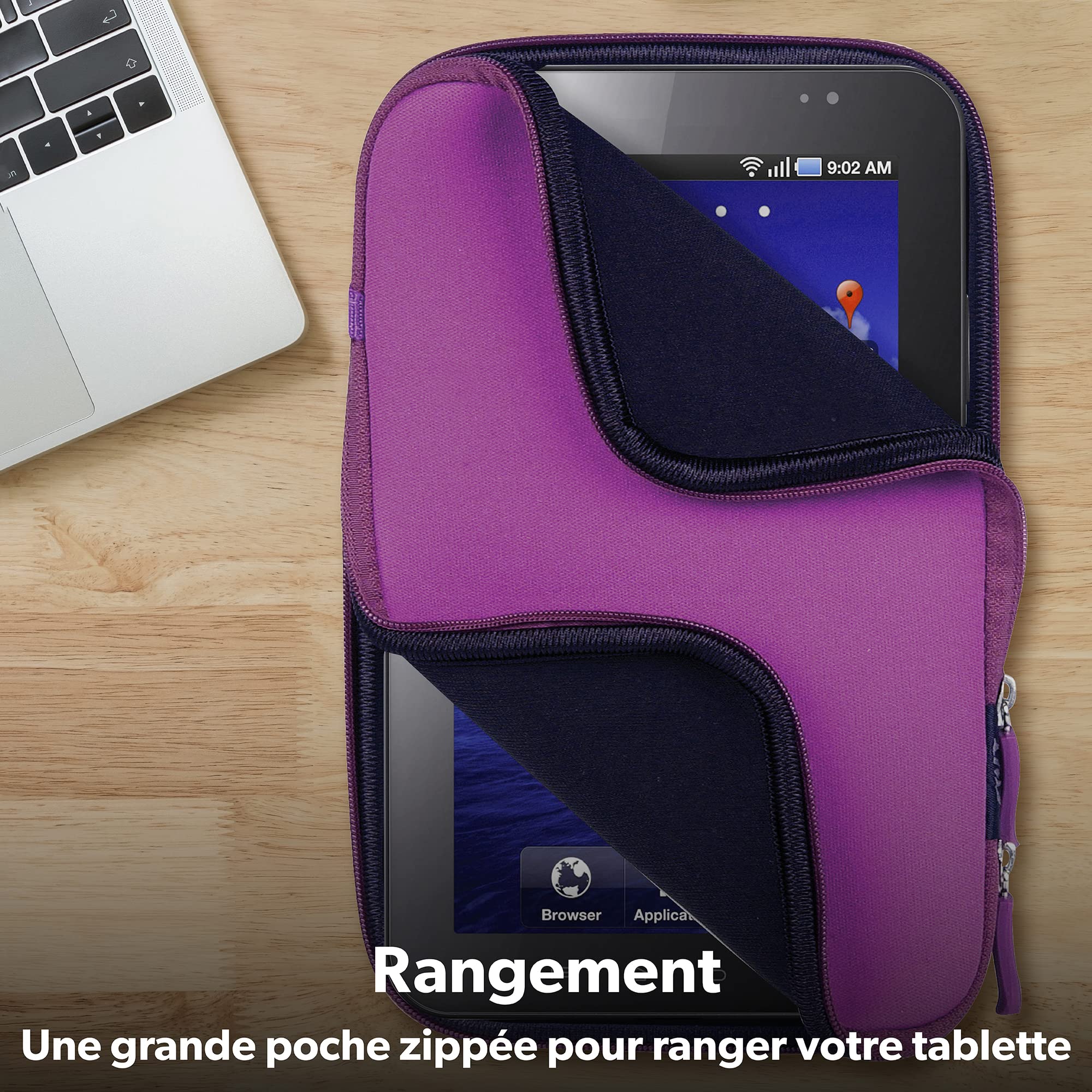 T'nB 7" Slim Sleeve: Copertina tablet in neoprene per tablet da 7" - Doppia apertura con zip - Viola