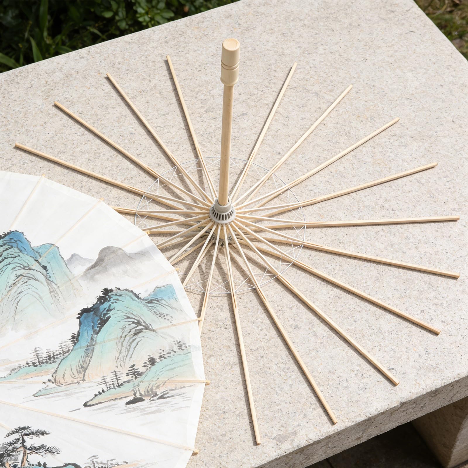 Armature de Parasol en Bambou Artisanal avec Poignée Antidérapante pour DIY et Mariage