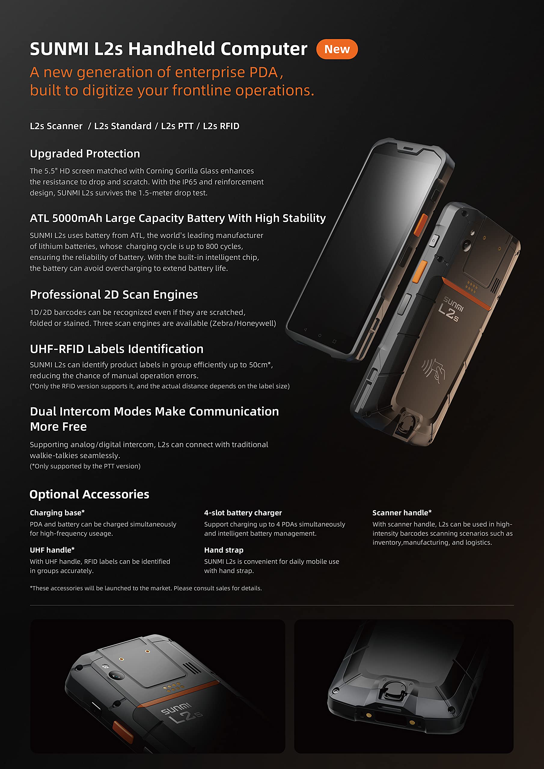 PDA Sunmi L2S 2D Scanner 3 GB + 32 GB 13 m NFC 4G SIM