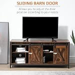 HOMCOM Meuble TV Industriel pour Téléviseurs jusqu'à 60 po, Console TV avec Rangement et 2 Portes Glissantes de Grange, Unité de Divertissement Autonome pour Salon, Chambre, Brun