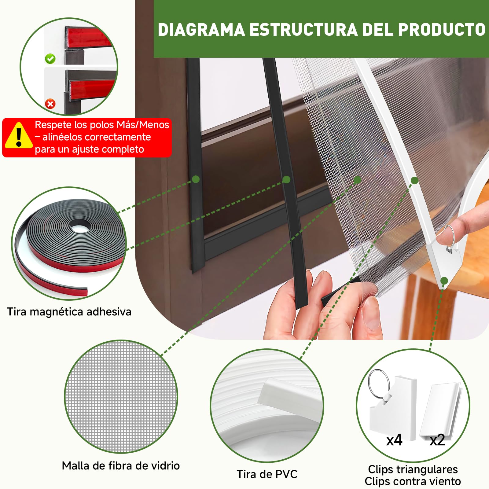 Mosquitera Ventana Magnética, 120x130 cm Fibra de Vidrio Premium, Protección Antimosquitos, DIY Ajustable Fácil Instalación Sin Taladrar, Mosquitera Magnetica para Ventana Correderas