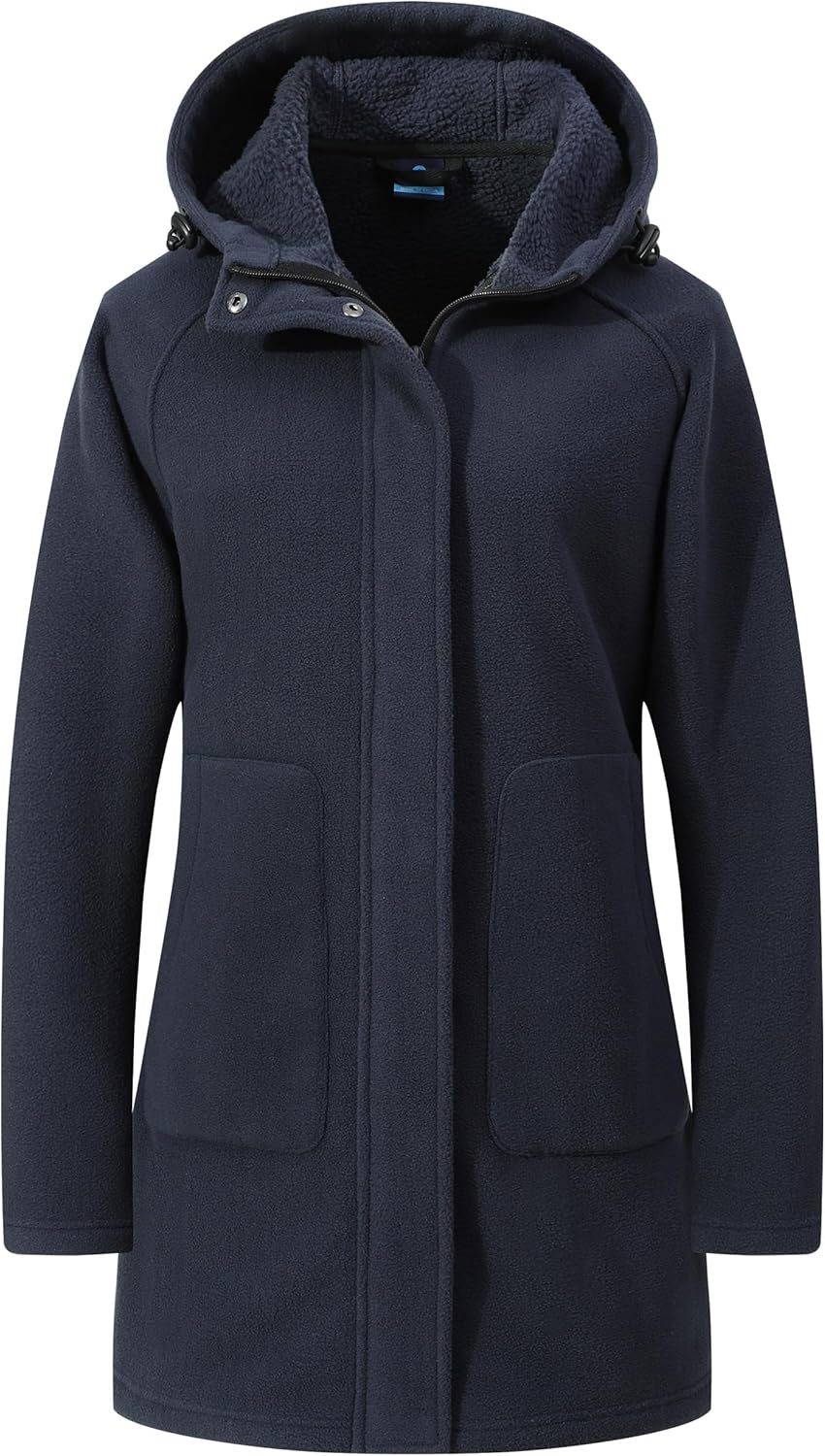 GIMECEN Womens Long Polar Fleece Jacket Warm Winter Coat with Pocket Full-Zip Hooded Outerwear