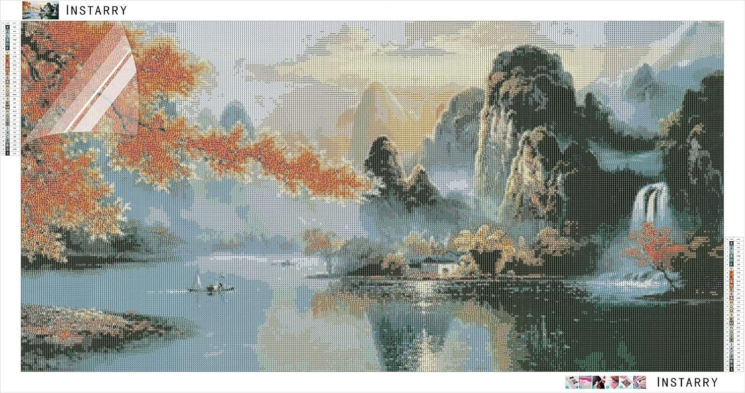 Instarry 5D DIY Diamond Painting Large Size Landscape Crystal Cross Stitch Home Decorations for Living Room 39.4x19.7 inch