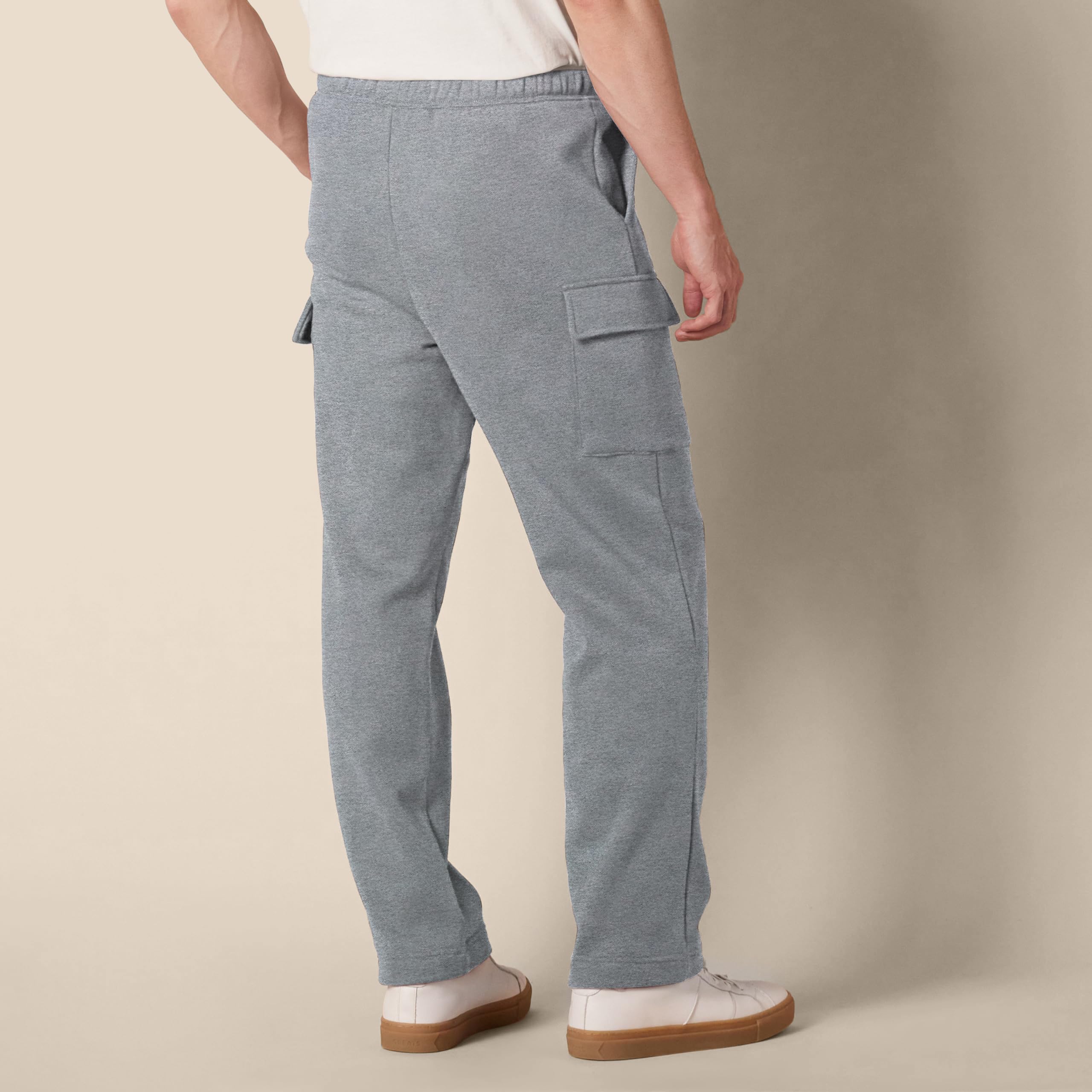 Amazon Essentials Homme Pantalon de Survêtement Cargo en Polaire à Ourlet Ouvert