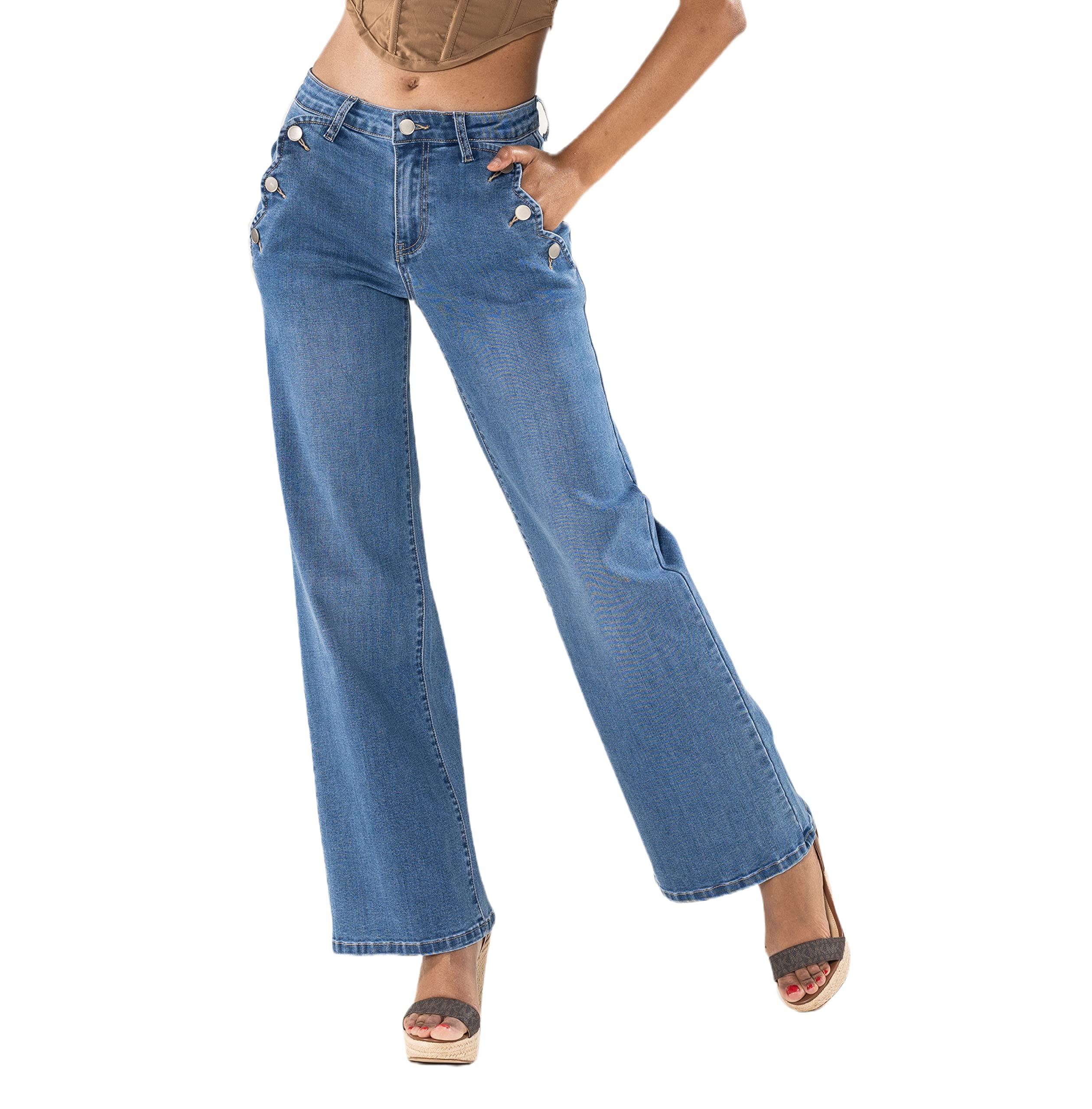 Nina Carter P195 Jean évasé Bootcut taille haute pour femme