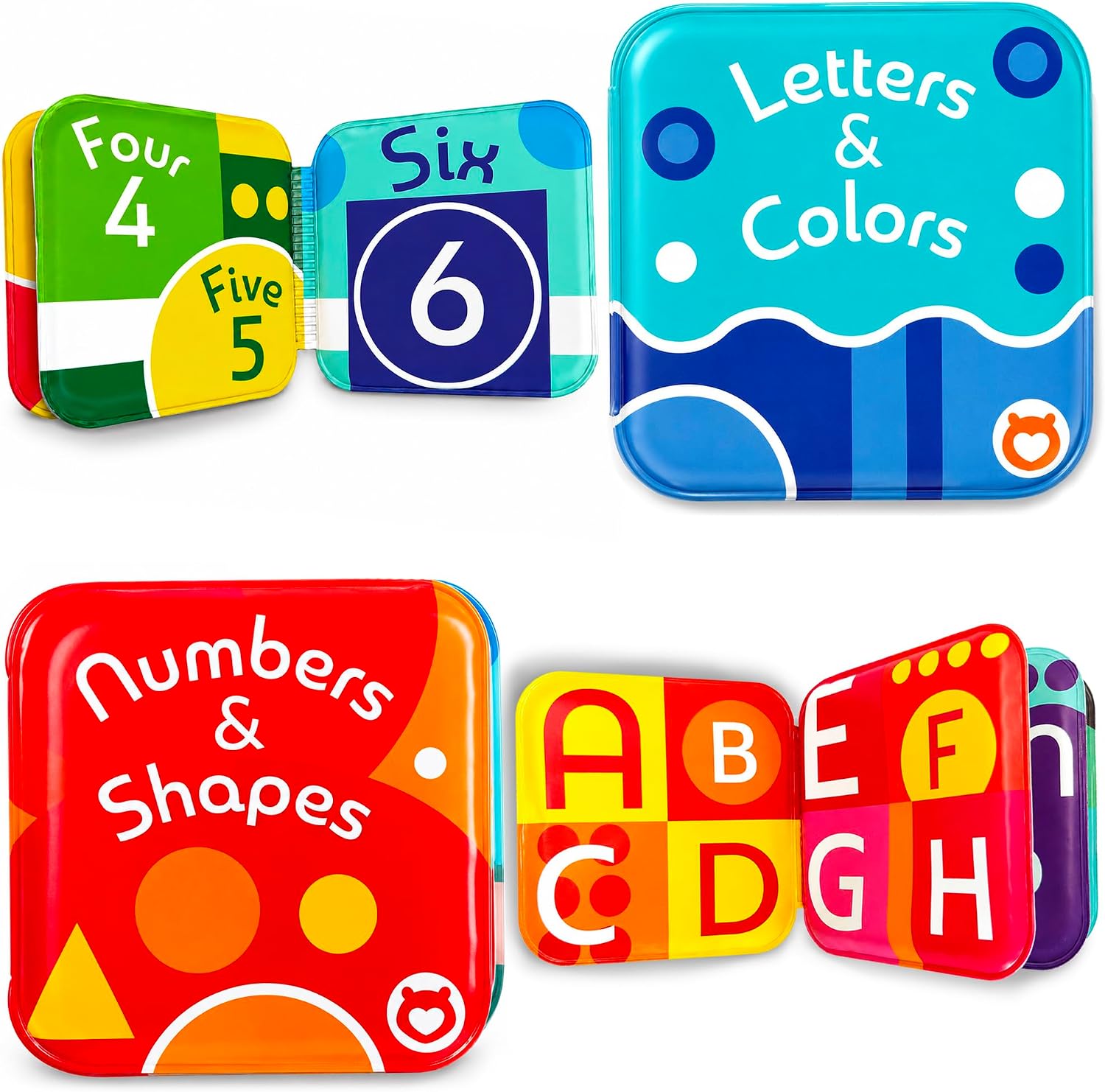 Floating Baby Bath Books - Bath Books for Babies, Infants - Waterproof, Mold-Free Bath Toys for Learning & Early Education (Set of 2 - Alphabet & Numbers Books)