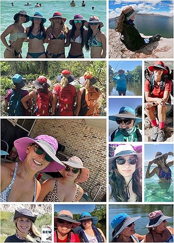 Miniatura 7 de Muryobao Paquete de 2 sombreros de sol para mujer, de ala ancha, protección UV, con agujero para cola de caballo