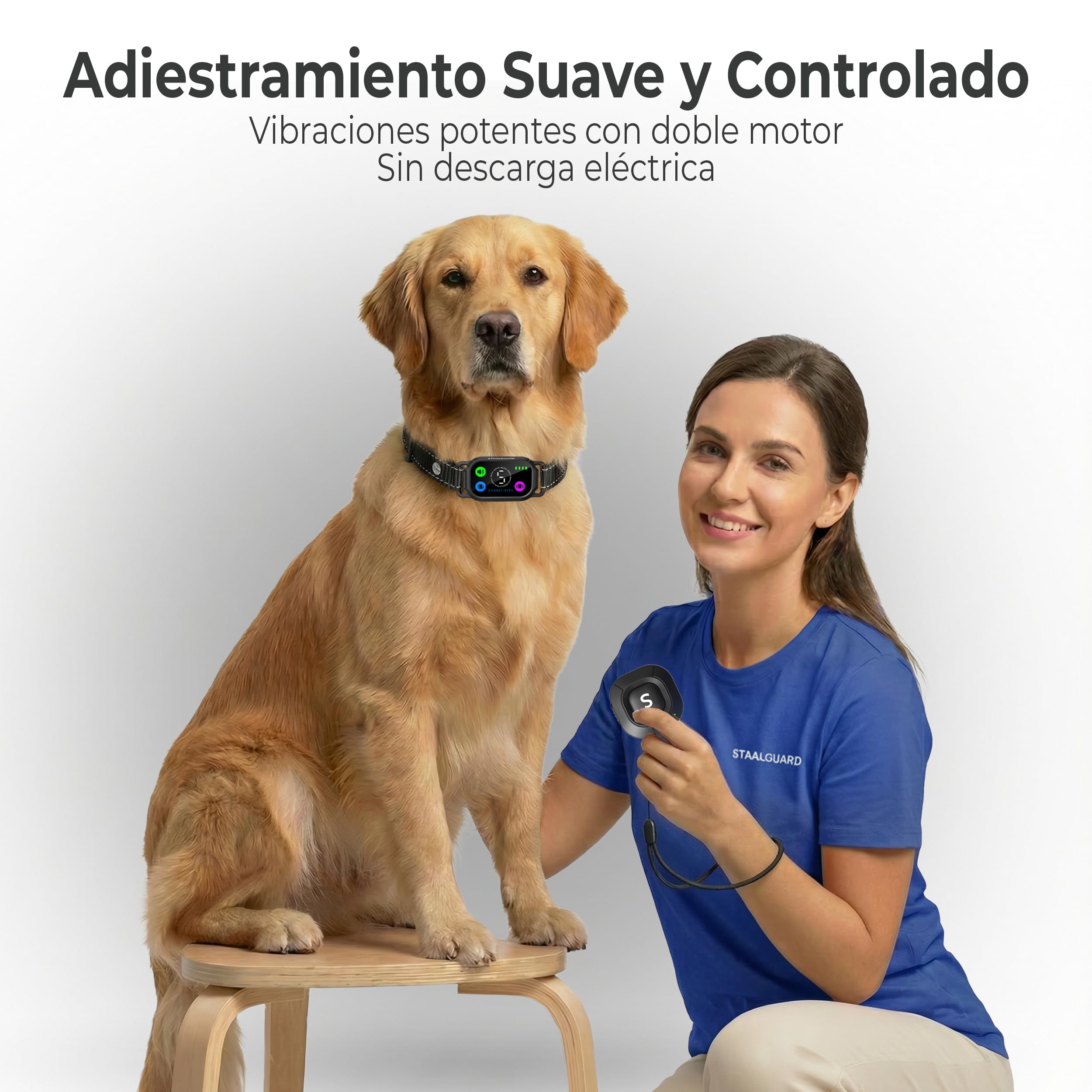 2 en 1 Collar Adiestramiento Perros y Collar Antiladridos con Mando a Distancia – Automático y Manual – Sin Descarga Eléctrica – Modo Pitido, Vibración Progresiva – Impermeable IP67