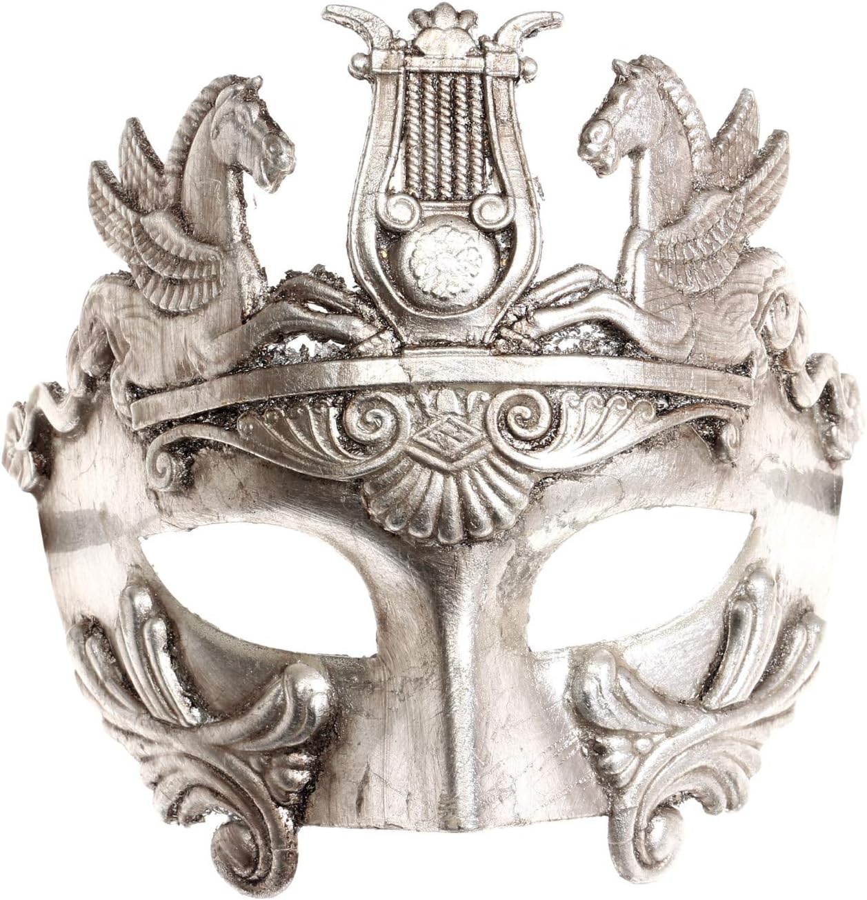 Greek Emperor Silver & Greek Feather Masquerade Couple Masks