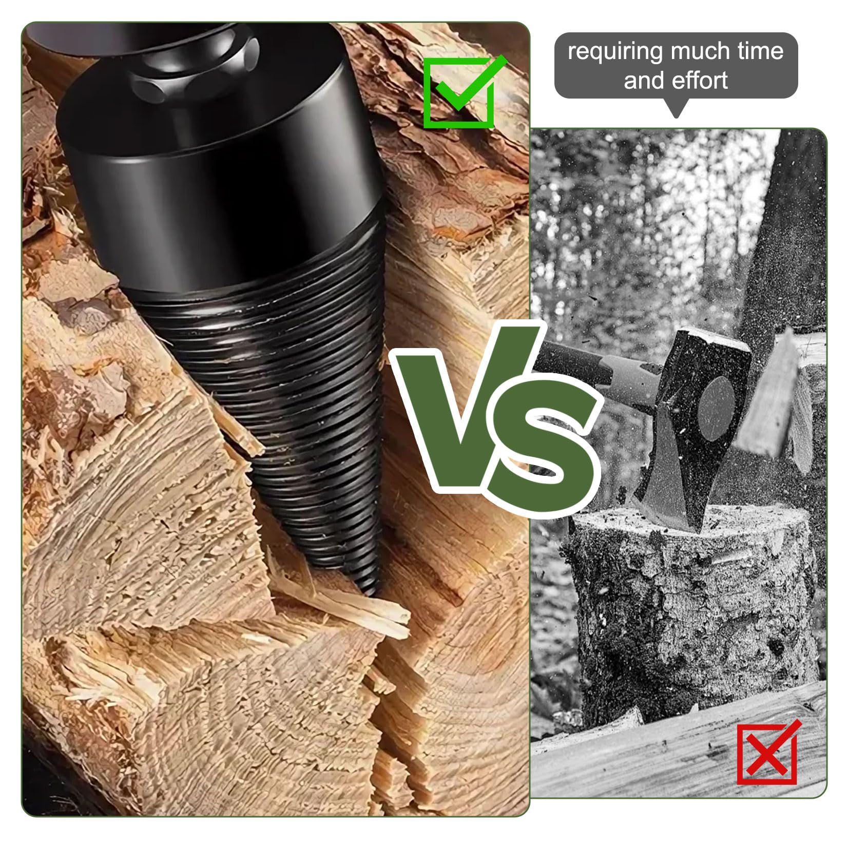 Foret Fendeur De Bois 42 mm 32 mm - Kit De Vis Conique Avec 4 Poignées De Perçage