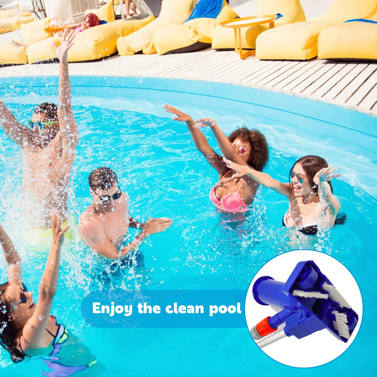 Above Ground Pool Cleaning Kit With Vacuum, Skimmer Net & Brush - 8ft ...