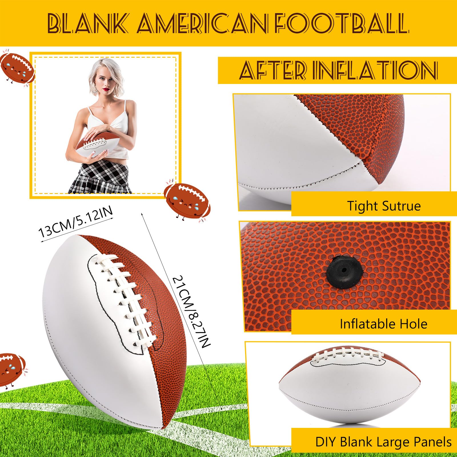 Jenaai Autógrafo de fútbol americano tamaño 3 de 20,8 cm, trofeo de fútbol americano personalizado para juego de rugby