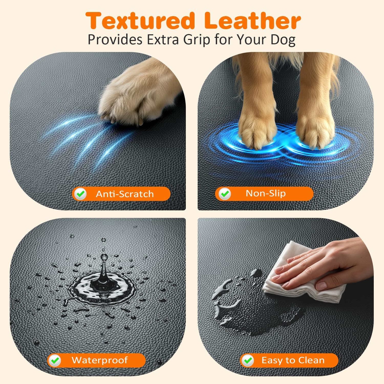 URPOWER PU Leather Backseat Extender for Dogs, Hard Bottom Dog Car Seat Cover for Back Seat, Waterproof Dog Car Hammock Anti-Scratch Pet Rear Seat Protector Travel Bed for Car and SUV