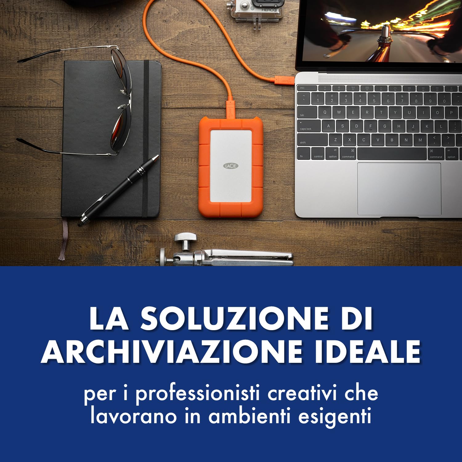 LaCie Rugged USB-C 1TB Hard Disk Esterno Portatile Resistente a Cadute PC Mac iPad iPhone Data Rescue