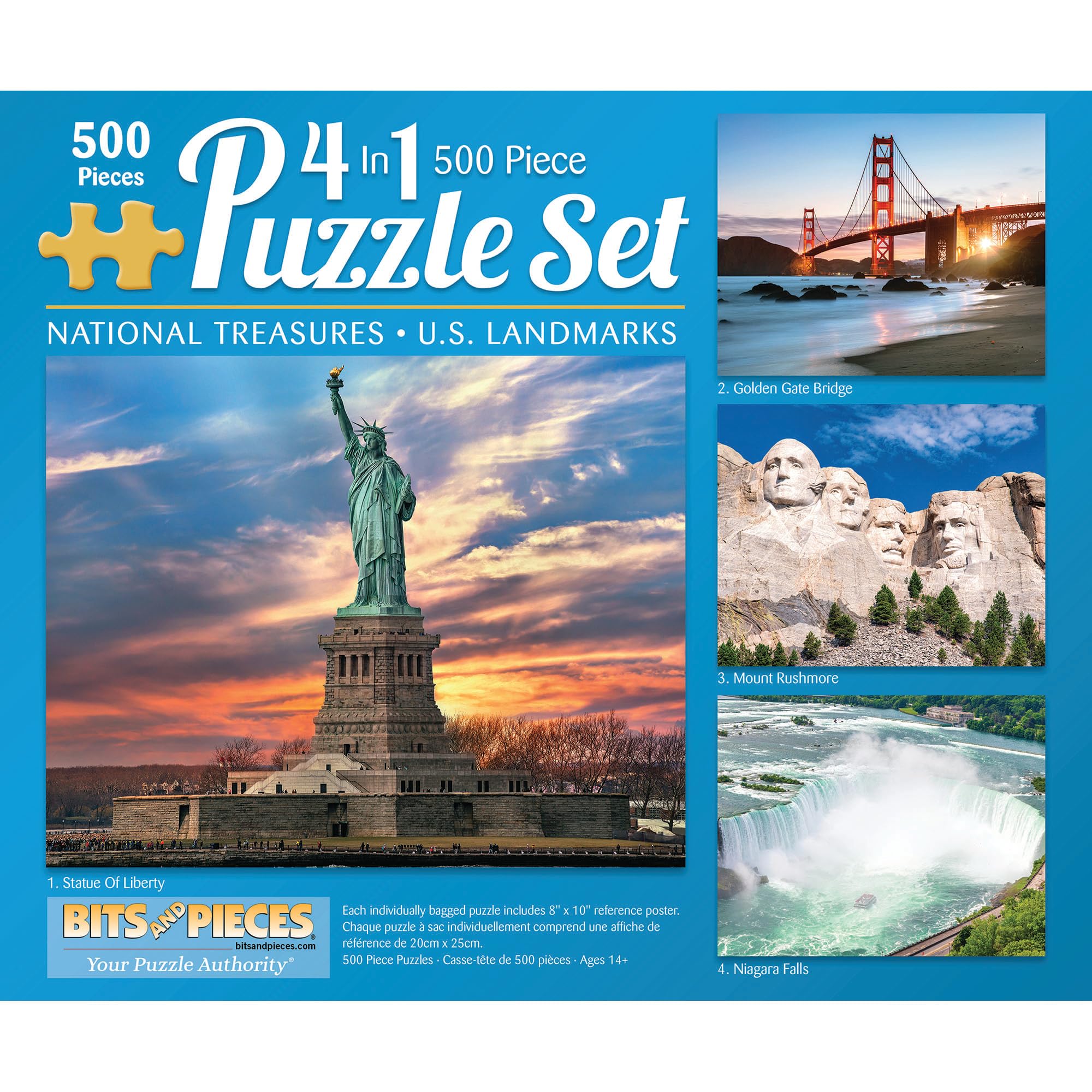 Bits And Pieces – Set 4 Puzzle Da 500 Pezzi Ciascuno – Illustrazioni Country Travel Lake Cabin, 46x61 Cm - 2