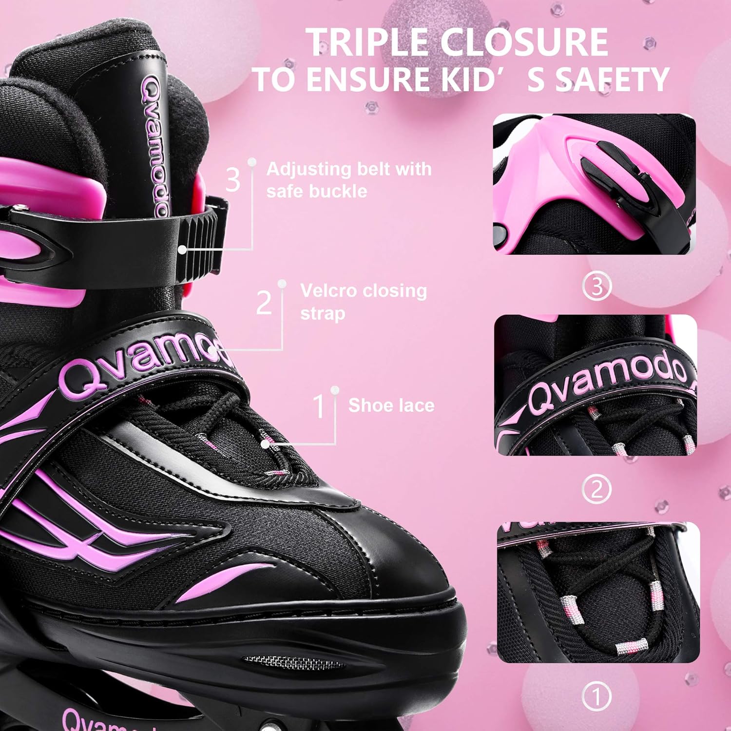 Qvamodo Adjustable Inline Skates for Women Men Girls Boys with Fun Lighting Wheels& Protective Gears, Safe Roller Skates for Beginners Kids Teens Youth Adult : Sports & Outdoors