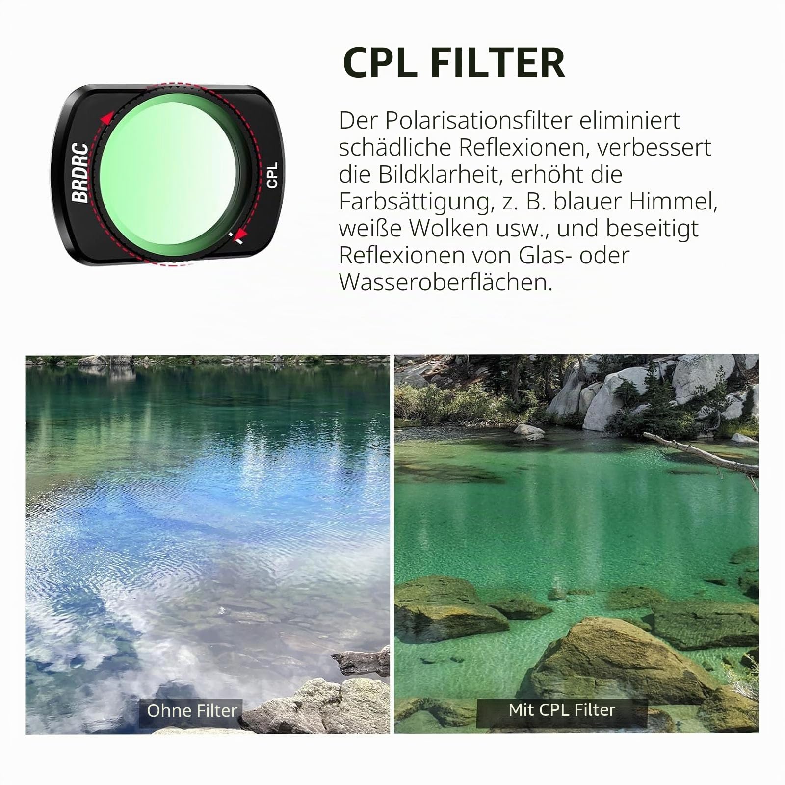 BRDRC Pocket 3 ND-Filter-Set, 6 Stück, CPL ND4 ND8 ND16 ND32 ND64 Objektivfilter für DJI Osmo Pocket 3 Creator Combo Kamerazubehör - Stapelbar