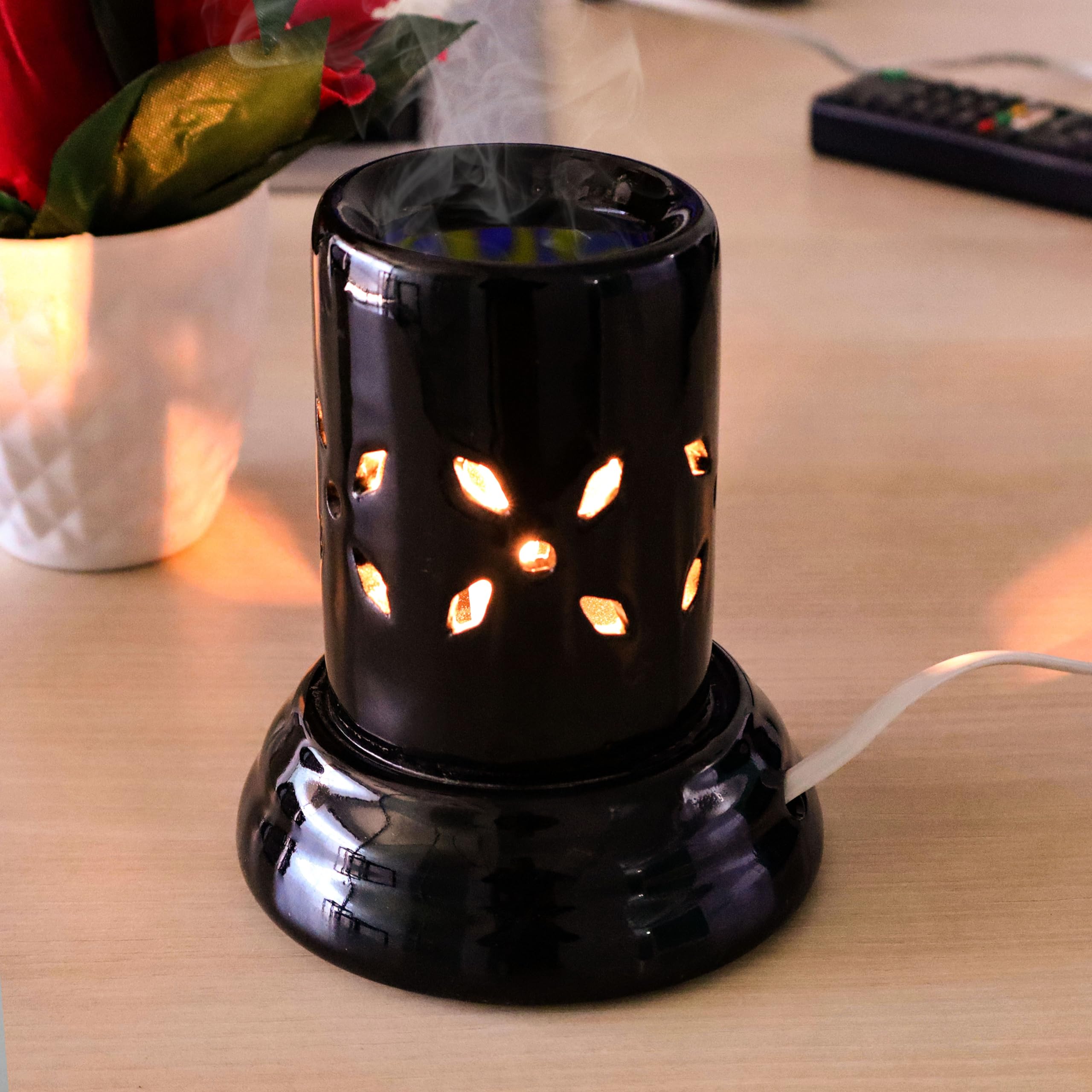 Pure Source India Electric Aroma Diffuser for Home (10 ml Rose & Lavender Fragrance)