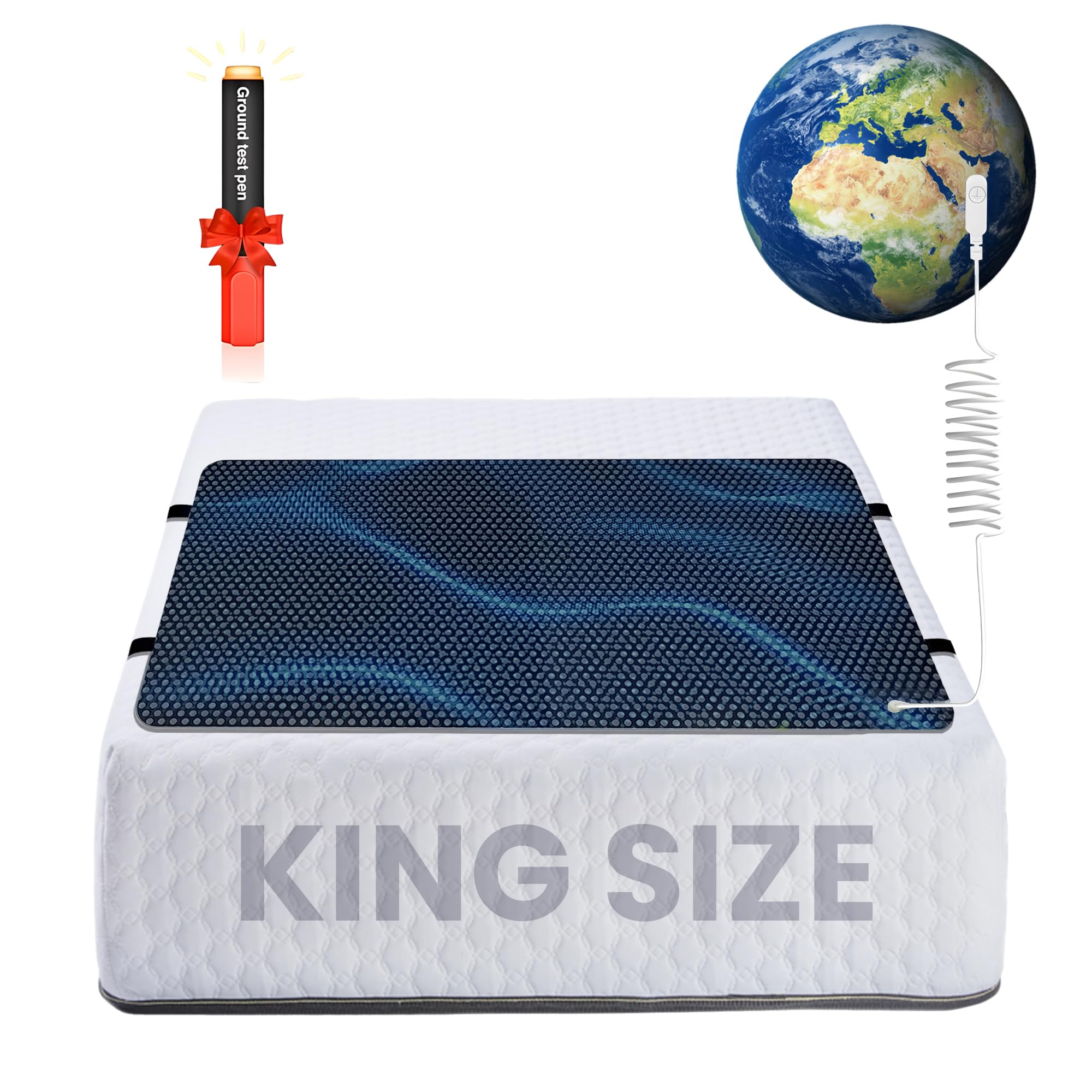 Technify Tappetino di messa a terra per un sonno migliore, con caratteristiche Earthing UK, protezione emf e sollievo dallo stress, include tester di continuità dei cavi